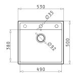 Set 3in1 chiuveta granit Cristal 1B 53x50 Carbon - imagine 2