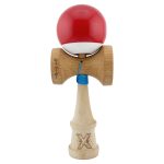 Kendama X Originala, Profesionala, Team, Big Cups V2, Super Sticky cu Cupe Mari, din lemn 18 cm, Rulment Metalic cu Ata 55 cm, Rosu/Alb