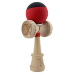 Kendama X Originala, Profesionala, Team, Cupe Mari KING SIZE V3, Rubber Grip, Gaura in Baza, Rulment Metalic, din lemn 18 cm, Ata 62/65 cm, Bicolor Negru/Rosu