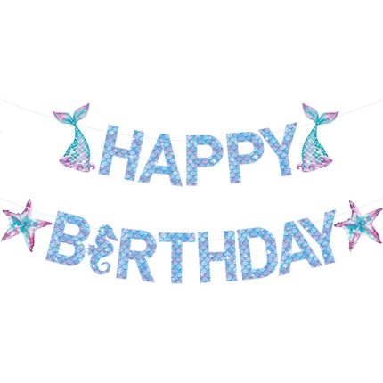 Banner Happy Birthday Sirena, Team, Colectia Mermaid, 17 Piese, Multicolor